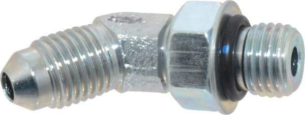 Eaton - 1/4" Tube OD, 37° Steel Flared Tube Straight Thread 45° Elbow - 1/4 ORB, Flared to Male SAE O-Ring Ends - Apex Tool & Supply