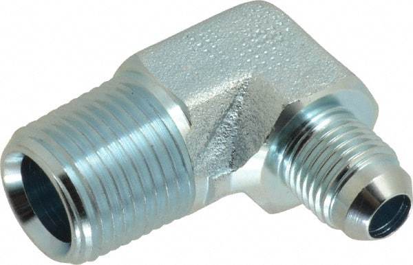 Eaton - 3/8" Tube OD, 37° Steel Flared Tube Male Elbow - 1/2 NPT, Flare x MNPT Ends - Apex Tool & Supply