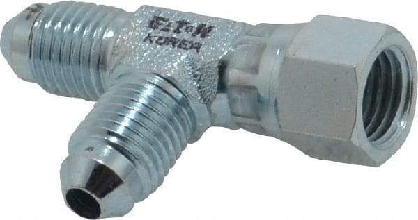 Eaton - 1/4" Tube OD, 37° Steel Flared Tube Swivel Nut Run Tee - Flare x Swivel x Flare Ends - Apex Tool & Supply