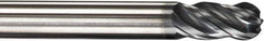 SGS - 15/32" Diam, 1" LOC, 4 Flute Solid Carbide Ball End Mill - AlTiN Finish, Single End, 3" OAL, 1/2" Shank Diam, Spiral Flute - Apex Tool & Supply