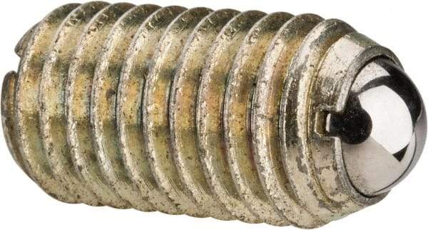 Gibraltar - M12x1.75, 8mm Ball Diam, 22mm Body Length, 2.5mm Max Ball Reach, Threaded Ball Plunger - Steel Body, Steel Ball, 16.86 Lb Initial End Force, 25.85 Lb Final End Force, Locking Element - Apex Tool & Supply