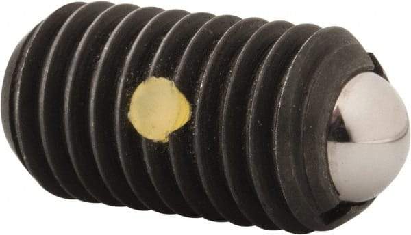 Gibraltar - M12x1.75, 8mm Ball Diam, 22mm Body Length, 2.5mm Max Ball Reach, Threaded Ball Plunger - Steel Body, Steel Ball, 6.75 Lb Initial End Force, 12.36 Lb Final End Force, Locking Element - Apex Tool & Supply