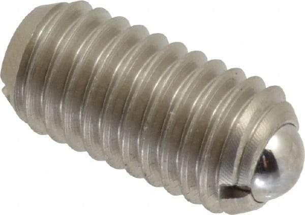 Gibraltar - M8x1.25, 5mm Ball Diam, 16mm Body Length, 1.5mm Max Ball Reach, Threaded Ball Plunger - Stainless Steel Body, Stainless Steel Ball, 1.12 Lb Initial End Force, 2.25 Lb Final End Force - Apex Tool & Supply