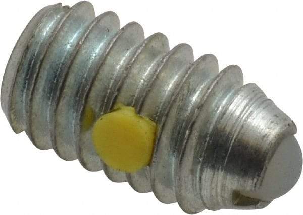 Gibraltar - 5/16-18, 0.156" Ball Diam, 0.578" Body Length, 0.04" Max Ball Reach, Threaded Ball Plunger - Steel Body, Nylon Ball, 2 Lb Initial End Force, 4.5 Lb Final End Force, Locking Element - Apex Tool & Supply