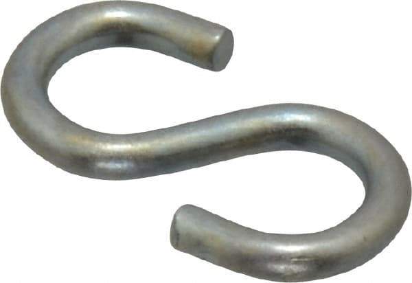 Made in USA - 1/8" Opening, Low Carbon Steel Electrogalvanized S-Hook - 7 Lb Capacity, 1/4" ID, 0.07" Wire, 3/4" OAL - Apex Tool & Supply