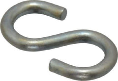 Made in USA - 1/8" Opening, Low Carbon Steel Electrogalvanized S-Hook - 7 Lb Capacity, 1/4" ID, 0.07" Wire, 3/4" OAL - Apex Tool & Supply