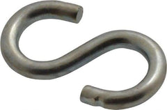 Made in USA - 5/32" Opening, Low Carbon Steel Electrogalvanized S-Hook - 16 Lb Capacity, 5/16" ID, 0.105" Wire, 1" OAL - Apex Tool & Supply