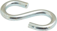 Made in USA - 7/32" Opening, Low Carbon Steel Electrogalvanized S-Hook - 26 Lb Capacity, 7/16" ID, 0.148" Wire, 1-1/2" OAL - Apex Tool & Supply