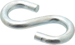 Made in USA - 1/4" Opening, Low Carbon Steel Electrogalvanized S-Hook - 40 Lb Capacity, 1/2" ID, 0.186" Wire, 1-3/4" OAL - Apex Tool & Supply