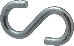 Made in USA - 7/16" Opening, Low Carbon Steel Electrogalvanized S-Hook - 70 Lb Capacity, 3/4" ID, 1/4" Wire, 2-1/2" OAL - Apex Tool & Supply