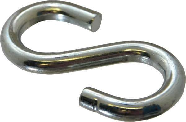 Made in USA - 1/2" Opening, Low Carbon Steel Electrogalvanized S-Hook - 132 Lb Capacity, 7/8" ID, 0.312" Wire, 3" OAL - Apex Tool & Supply