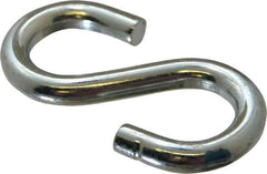 Made in USA - 1/2" Opening, Low Carbon Steel Electrogalvanized S-Hook - 132 Lb Capacity, 7/8" ID, 0.312" Wire, 3" OAL - Apex Tool & Supply