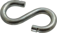 Made in USA - 1/2" Opening, Low Carbon Steel Electrogalvanized S-Hook - 170 Lb Capacity, 1" ID, 3/8" Wire, 3-1/2" OAL - Apex Tool & Supply