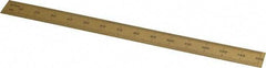 Fowler - 6" Long, 1/64, 1/32" and 0.5, 1mm Graduation, Flexible Steel Rule - English/Metric Graduation Style, 1/2" Wide, Yellow, Titanium Finish - Apex Tool & Supply