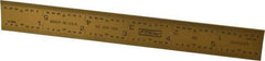 Fowler - 6" Long, 1/64, 1/32, 1/16, 1/8" Graduation, Rigid Steel Rule - 4R Graduation Style, 3/4" Wide, Yellow, Titanium Finish - Apex Tool & Supply