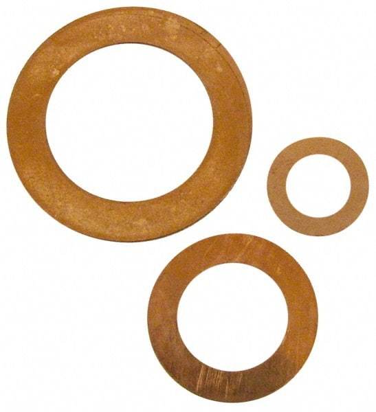 Made in USA - 0.016" Thick, 5/8" Inside x 1" OD, Round Shim - 9/16" Screw, Uncoated C-172 Copper - Apex Tool & Supply