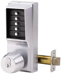 Kaba Access - 1-3/8 to 2-1/4" Door Thickness, Satin Chrome Pushbutton Knob Lockset - 2-3/4" Back Set - Apex Tool & Supply