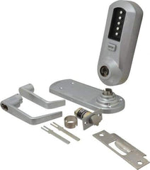 Kaba Access - Extra Heavy Duty Pushbutton Lock Lever Lockset - 2-3/4" Back Set, 6 or 7 Pin Length Best & Compatible Cylinder (Core Not Included), Satin Chrome Finish - Apex Tool & Supply