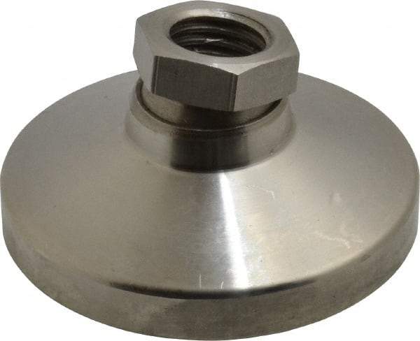 Gibraltar - 2721 kg Capacity, M16 Thread, 31.7mm OAL, Steel Stud, Tapped Pivotal Socket Mount Leveling Pad - 63.5mm Base Diam, Stainless Steel Pad, 22mm Hex - Apex Tool & Supply