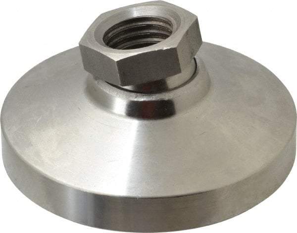 Gibraltar - 3357 kg Capacity, M20 Thread, 38mm OAL, Steel Stud, Tapped Pivotal Socket Mount Leveling Pad - 76mm Base Diam, Stainless Steel Pad, 27mm Hex - Apex Tool & Supply