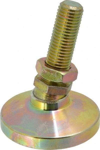 Gibraltar - M16 Bolt Thread, Studded Pivotal Stud Mount Leveling Pad & Mount - 2,721 Kg Capacity, 63.5mm Base Diam, 51mm Thread Length - Apex Tool & Supply