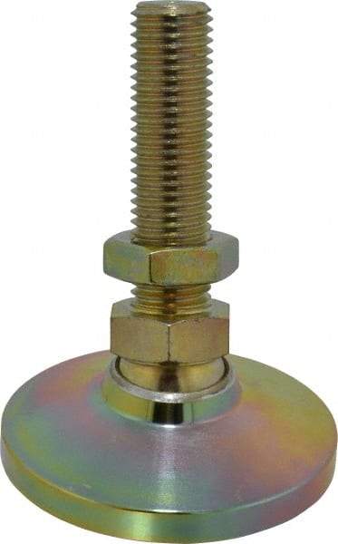 Gibraltar - M24 Bolt Thread, Studded Pivotal Stud Mount Leveling Pad & Mount - 9,072 Kg Capacity, 101mm Base Diam, 89mm Thread Length - Apex Tool & Supply