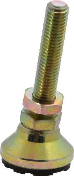 Gibraltar - M10 Bolt Thread, Studded Pivotal Stud Mount Leveling Pad & Mount - 136 Kg Capacity, 31.7mm Base Diam, 51mm Thread Length - Apex Tool & Supply
