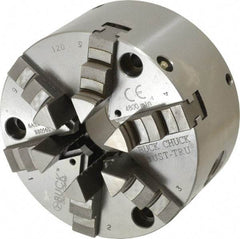 Buck Chuck Company - 6 Jaws, 5" Diam, Self Centering Manual Lathe Chuck - Front Mount, Adjustable, 4,125 Max RPM, 1.28" Through Hole Diam, Forged Steel - Apex Tool & Supply