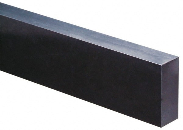 Made in USA - 1' x 2" x 1-1/4" Black Acetal Rectangular Bar - Apex Tool & Supply