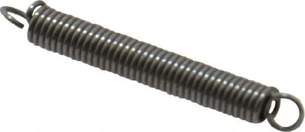 Made in USA - 1/8" OD, 3.17 Lb Max Load, 1.49" Max Ext Len, 0.02" Wire Diam Spring - 5.44 Lb/In Rating, 0.57 Lb Init Tension, 1" Free Length - Apex Tool & Supply