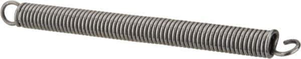 Made in USA - 1/8" OD, 3.17 Lb Max Load, 2.32" Max Ext Len, 0.02" Wire Diam Spring - 3.2 Lb/In Rating, 0.57 Lb Init Tension, 1-1/2" Free Length - Apex Tool & Supply