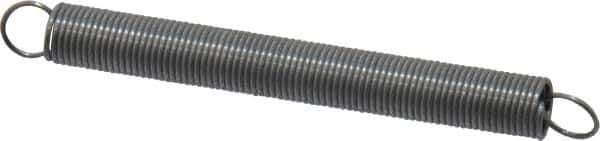 Made in USA - 1/4" OD, 3.4 Lb Max Load, 6.27" Max Ext Len, 0.026" Wire Diam Spring - 0.76 Lb/In Rating, 0.5 Lb Init Tension, 2-1/2" Free Length - Apex Tool & Supply