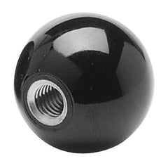 Gibraltar - M16x2 Thread, 1-15/16" Diam, 1-27/32" High, Female Insert Ball Knob - Red, Phenolic, Smooth Grip, 21mm Hole Depth - Apex Tool & Supply