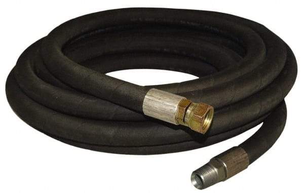 Made in USA - 25' Long, 1/2" Fitting, Boss Female x Male Fitting, -40 to 212°F, Nitrile High Temp & High Pressure Hose - 1/2" Inside x 1" Outside Diam, Black, 1,000 psi - Apex Tool & Supply