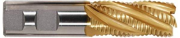 Hertel - 1-1/2" Diam, Coarse Pitch, 6" LOC, 6 Flute Cobalt Roughing Square End Mill - TiN Finish, 8-1/2" OAL, 1-1/4" Shank Diam, Single End, 30° Helix - Apex Tool & Supply
