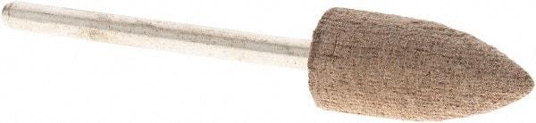 Grier Abrasives - 3/8" Head Diam x 3/4" Thickness, B52, Pointed End, Aluminum Oxide Mounted Point - Tan, Fine Grade, 120 Grit, 45,370 RPM - Apex Tool & Supply
