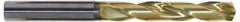 Guhring - 7.5mm 140° Solid Carbide Jobber Drill - TiN Finish, Right Hand Cut, Spiral Flute, Straight Shank, 91mm OAL, SF Point - Apex Tool & Supply