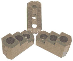 H & R Manufacturing - 15" Max Chuck Diam Compatibility, Case Hardened Steel 1.5mm x 60° Serrated Hard Lathe Top Jaws - 2 Steps, 1" Groove Width, 2-1/2" Wide x 5-1/2" Long x 3-15/32" High - Apex Tool & Supply