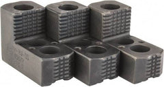 H & R Manufacturing - 6" Max Chuck Diam Compatibility, Case Hardened Steel 1.5mm x 60° Serrated Hard Lathe Top Jaws - 1 Step, 0.472" Groove Width, 1-1/4" Wide x 3" Long x 1.969" High - Apex Tool & Supply
