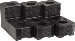 H & R Manufacturing - 10 to 11" Chuck Diam Compatibility, Case Hardened Steel 1.5mm x 60° Serrated Hard Lathe Top Jaws - 1 Step, 0.63" Groove Width, 1-3/4" Wide x 4-1/4" Long x 2-15/32" High - Apex Tool & Supply