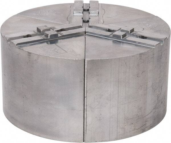 H & R Manufacturing - 8" Chuck Capacity, Tongue & Groove Attachment, Round Soft Lathe Chuck Jaw - 3 Jaws, Aluminum, 1-3/4" Btw Mount Hole Ctrs, 4" Long x 8" Wide x 4" High, 5/16" Groove - Apex Tool & Supply
