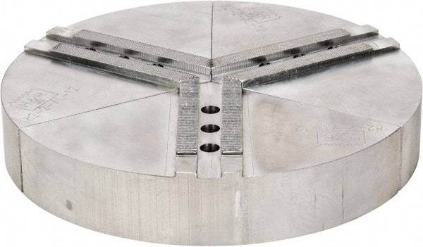 H & R Manufacturing - 11" Chuck Capacity, 1.5mm x 60° Serrated Attachment, Round Soft Lathe Chuck Jaw - 3 Jaws, Aluminum, 1.181" Btw Mount Hole Ctrs, 5" Long x 12" Wide x 2" High, 0.63" Groove, 12mm Fastener - Apex Tool & Supply