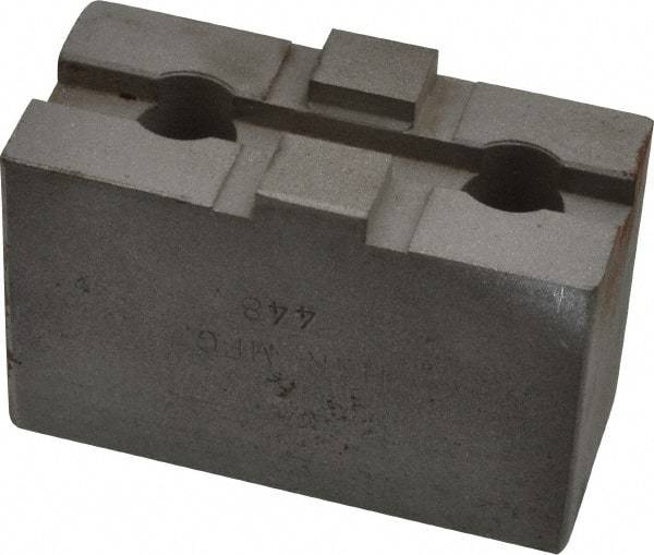 H & R Manufacturing - 6" Chuck Capacity, Tongue & Groove Attachment, Square Soft Lathe Chuck Jaw - Steel, 1-1/2" Btw Mount Hole Ctrs, 2-5/8" Long x 1-1/4" Wide x 1-5/8" High, 5/16" Groove - Apex Tool & Supply