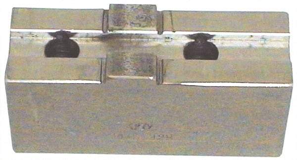 H & R Manufacturing - 8" Chuck Capacity, Tongue & Groove Attachment, Square Soft Lathe Chuck Jaw - Steel, 1-3/4" Btw Mount Hole Ctrs, 3-1/2" Long x 1-1/2" Wide x 3-3/8" High, 5/16" Groove - Apex Tool & Supply