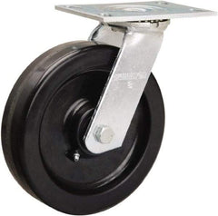 Hamilton - 8" Diam x 2" Wide x 9-1/2" OAH Top Plate Mount Swivel Caster - Phenolic, 900 Lb Capacity, Straight Roller Bearing, 4-1/2 x 6-1/4" Plate - Apex Tool & Supply