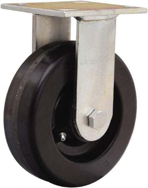 Hamilton - 6" Diam x 2" Wide x 7-1/2" OAH Top Plate Mount Rigid Caster - Phenolic, 1,200 Lb Capacity, Straight Roller Bearing, 4 x 4-1/2" Plate - Apex Tool & Supply