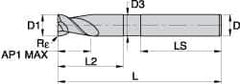 Kennametal - 0.472", 2 Flute, Single End, Solid Carbide, 0.5mm Corner Radius End Mill - 84mm OAL, 45° Helix, Right Hand Flute, 18mm LOC, Right Hand Cut, - Apex Tool & Supply