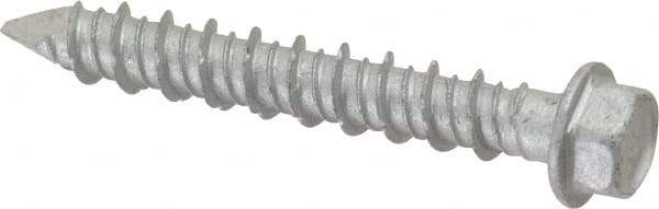 Made in USA - 1/4" Diam, 1-3/4" Length Under Head, Hex Drive, Concrete Screw & Masonry Fastener - Stainless Steel, Climashield Finish, Includes Drill Bit - Apex Tool & Supply