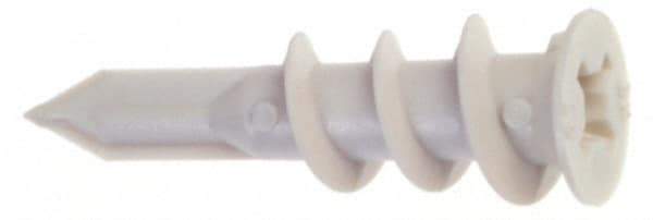 Buildex - #6 Screw, 3/8" Diam, 1-5/16" Long, 3/8 to 3/4" Thick, Self Drilling Drywall & Hollow Wall Anchor - Nylon, Grade 6/6, Use in Drywall - Apex Tool & Supply