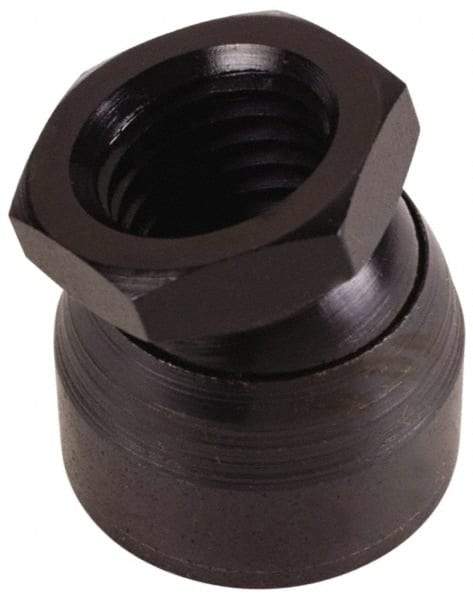 TE-CO - 3/8-16, 3/4" Pad Diam, Uncoated Bottom, Steel Toggle Pad - 1/2 Depth, 3/4" OAL, 5/8" Width Across Flats, Black Oxide Coated, Grade 12L14, 10° Swivel Angle - Apex Tool & Supply